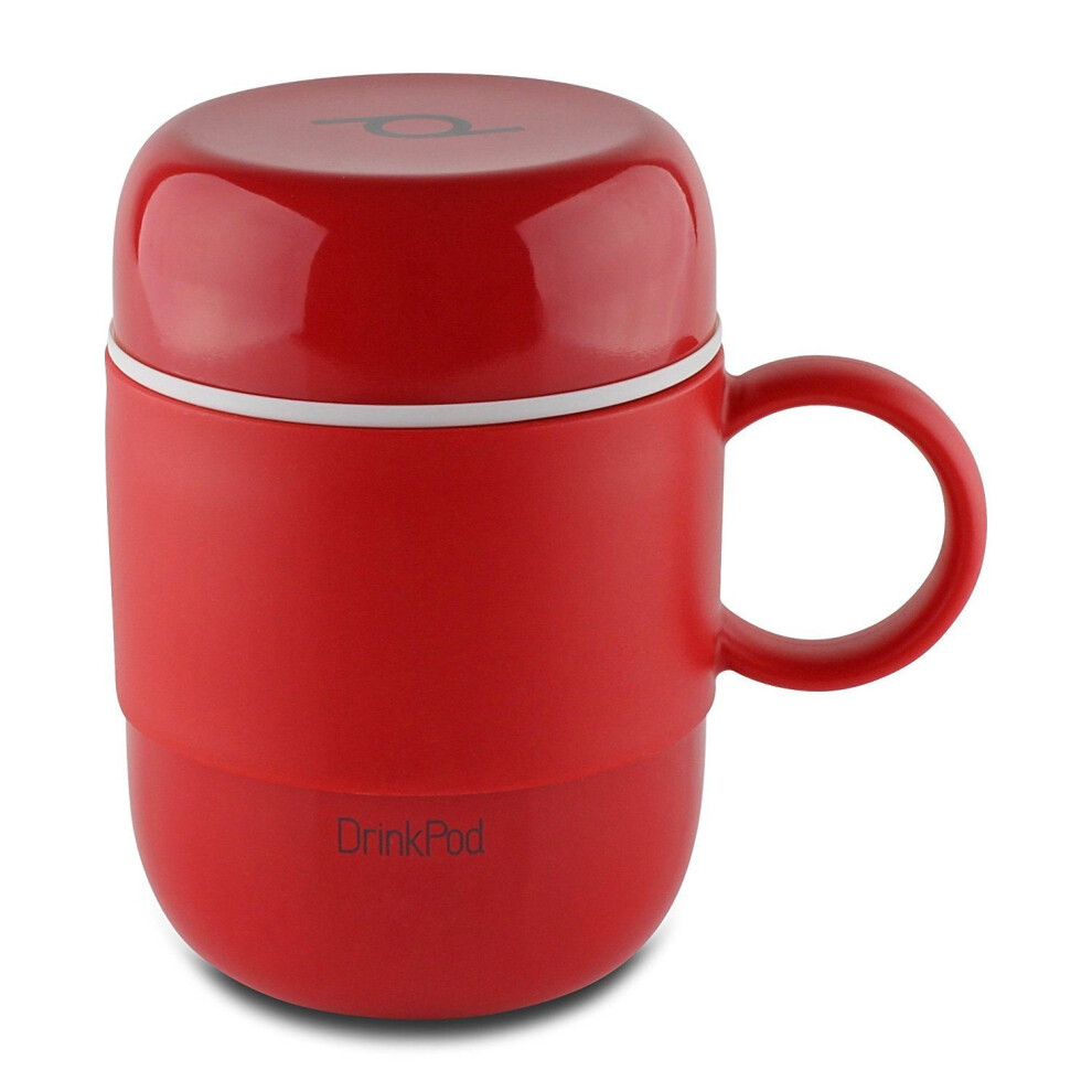 Pioneer Stainless Steel Vacuum Insulated Leak-Proof Drinkpod Capsule Flask 6 Hours Hot 24 Hours Cold, Red, 0.28 Litre