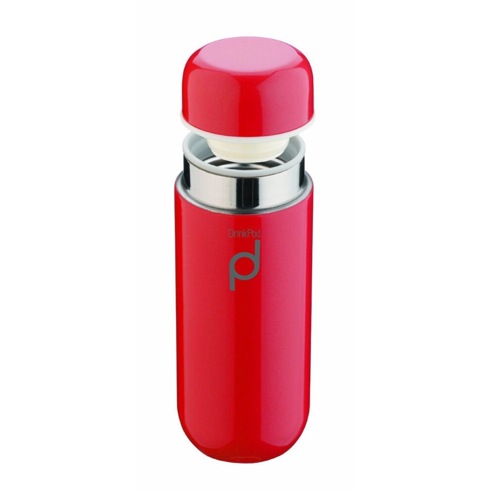 New Grunwerg 200 ml Drinkpod Stainless Steel Vacuum Flask Flame Red - HCF-200R