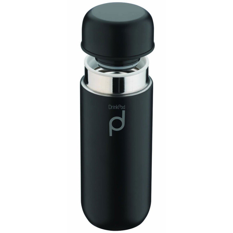 New Grunwerg 200 ml Drinkpod Stainless Steel Vacuum Flask Storm Black HCF-200Bk