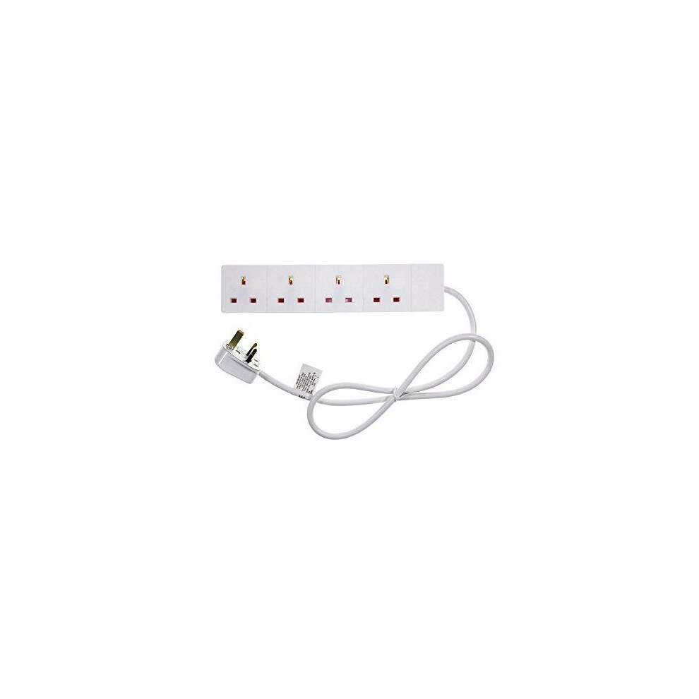 Pifco 4 Way Gang Power Mains Extension Lead Cable 2M Metre British Approved 13A Amps