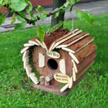 Natures Market HOTEL3 Wooden Wood Small Love Bird House Hotel Hanging Nesting Box