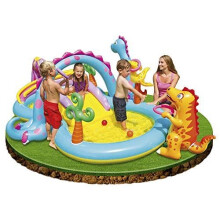 Intex Dinosaur Water Play Center, Paddling Pool with Moveable Arch Water Spray. Perfect Large Activity Centre For Outdoor Family Summer Fun!
