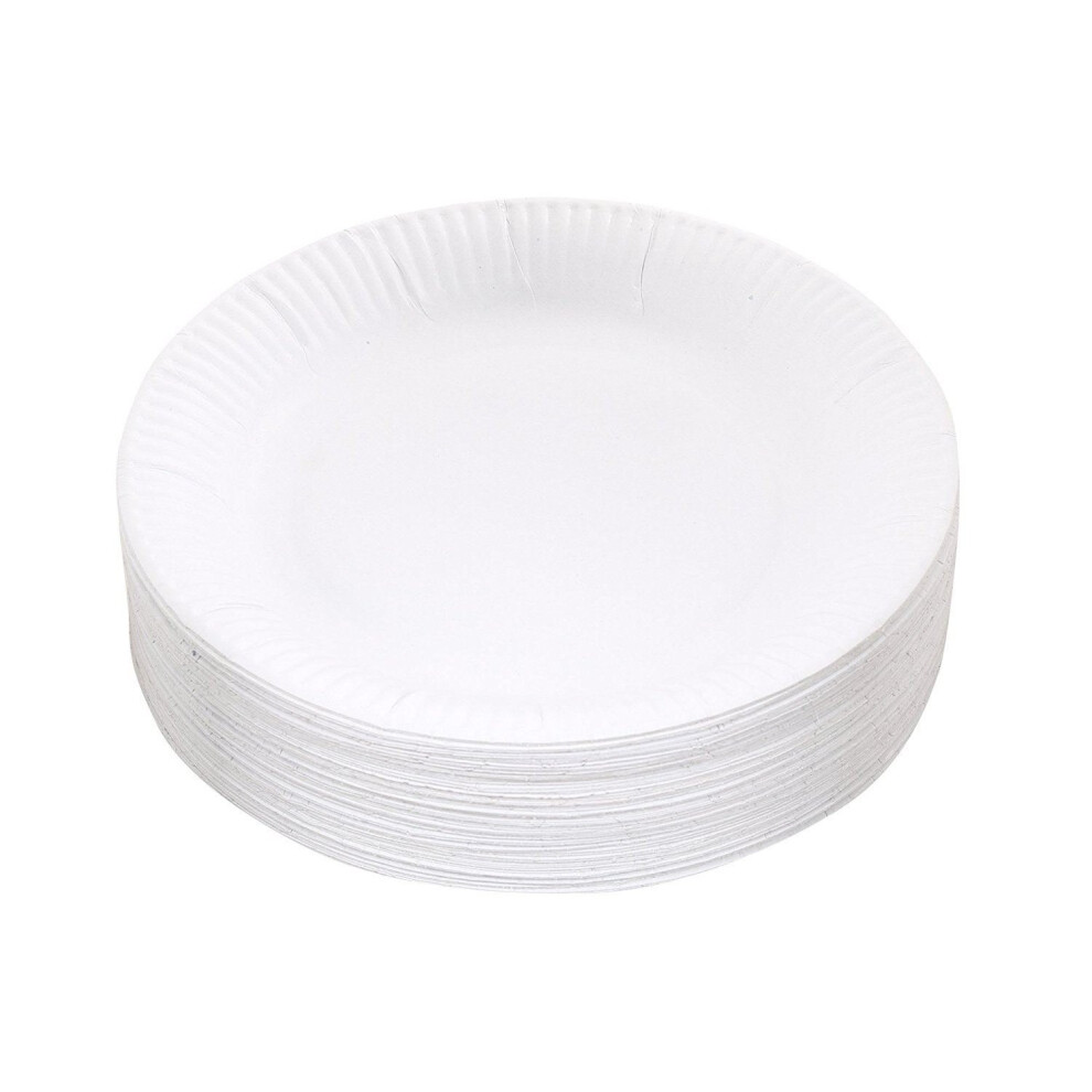 100 X Kingfisher White Disposable Paper Plates 9"