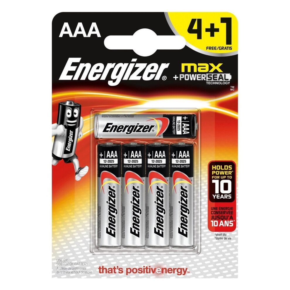 5 x Energizer AAA Alkaline Power Plus Batteries - LR03, MX2400, MN2400, MICRO