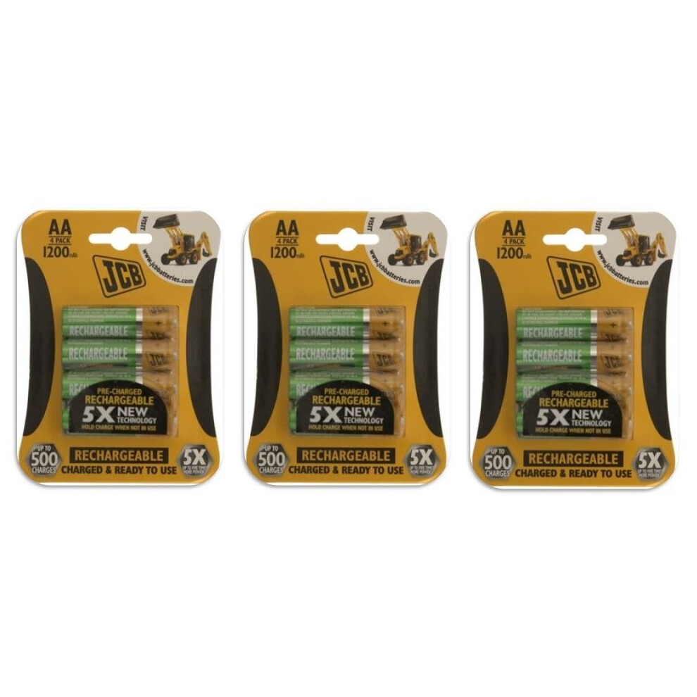 12 X Jcb AA 1200mAh Rechargeable Batteries Hr6 Charged And Ready To Use