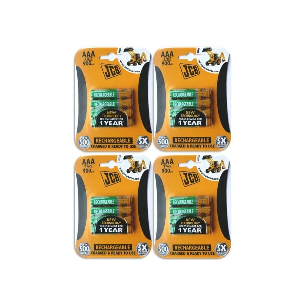 16 X Jcb AAA 900mAh Rechargeable Batteries LR03 Hr03 Charged And Ready To Use