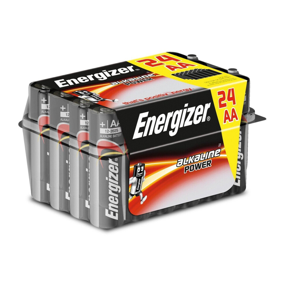 24 x Energizer Alkaline Power AA LR6 Batteries Bulk Pack Tub