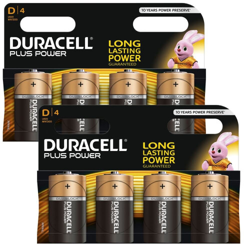 Duracell 8 x Duracell D Size Plus Power MN1300 LR20 Alkaline Batteries