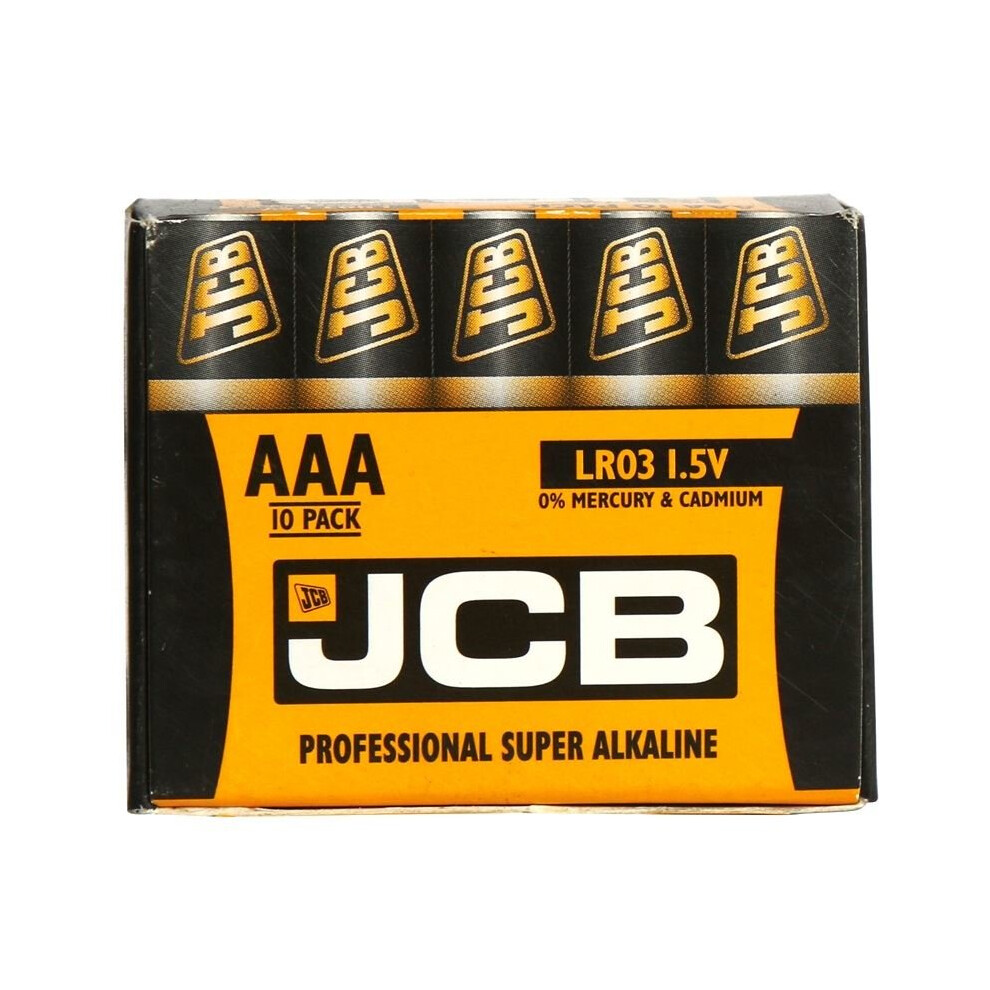 10 x JCB AAA 1.5V Professional Super Alkaline Industrial Batteries LR03 R3