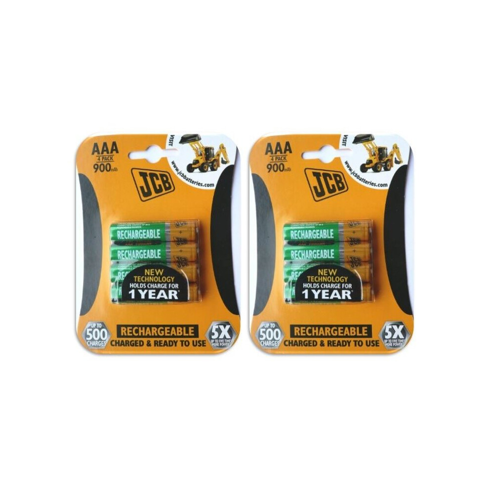 8 X Jcb AAA 900mAh Rechargeable Batteries LR03 Hr03 Charged And Ready To Use