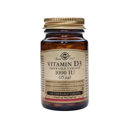 Solgar Solgar Vitamina D3 1000 UI 100 tabletas masticables