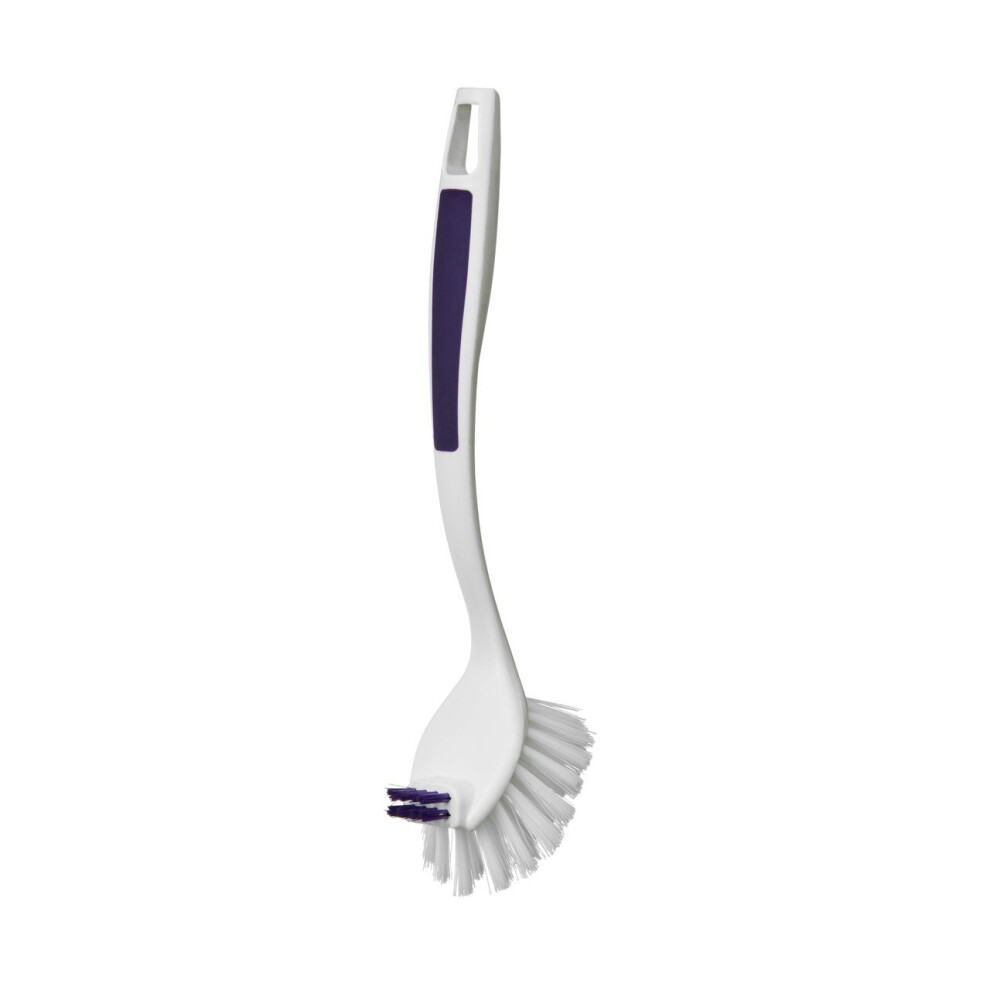 Dish Brush, Purple, Plastic/Soft Grip Handle