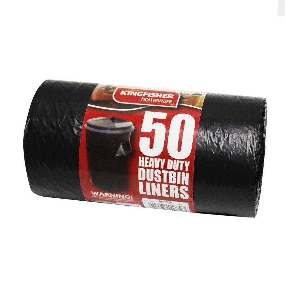 Kingfisher 50 Heavy Duty Dustbin Liners Bin Bags Refuse 75 Litre Size Sacks