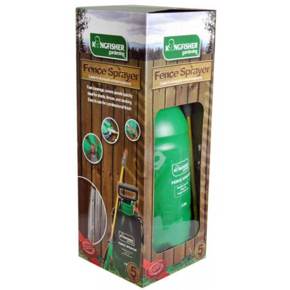 5L Kingfisher/Ronseal Pressure Pump Sprayer with Trigger Lance & Shoulder Strap for Sheds, Fences & Exterior Wood Paint