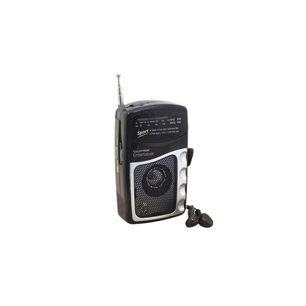 Lloytron 'Entertainer'' 2 Band Dc Personal Radio With Earphones - Black