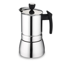 Cafe Ole 6-Cup Italian Style Stainless Steel Espresso Coffee Maker, Silver, 240 Ml