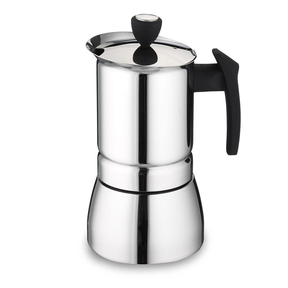 Cafe Ole 6-Cup Italian Style Stainless Steel Espresso Coffee Maker, Silver, 240 Ml