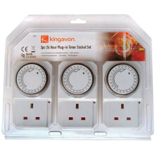 Kingavon BB-TS210 24-Hour Plug-In Timer Socket – Deters Intruders, 15-Minute Intervals, Easy, CE & BS1363 Approved