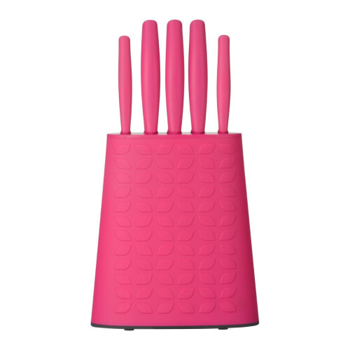 5pc Premier Housewares Pink Kitchen Knives & Knife Block Set