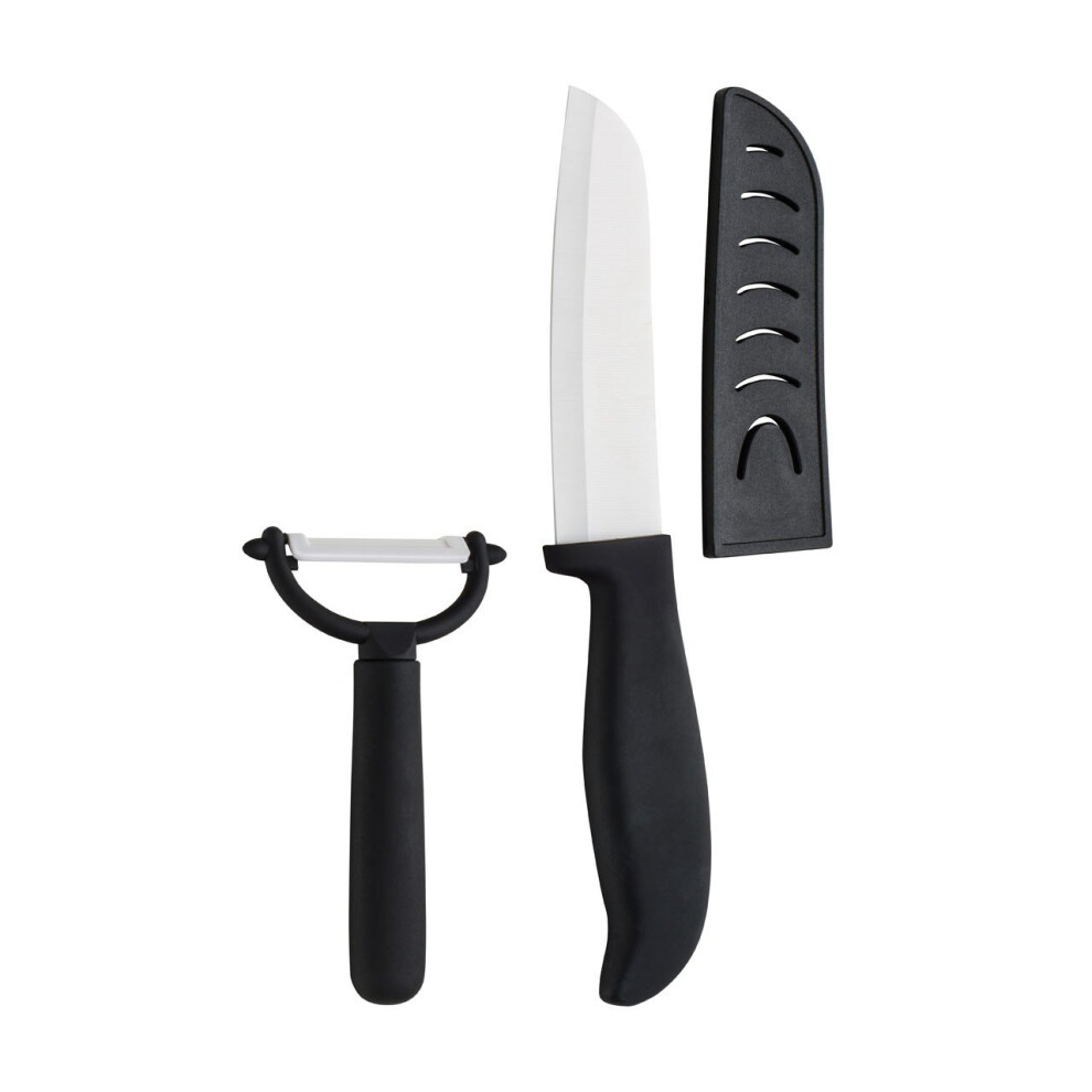 Ceramic Knife & Peeler Set, Black