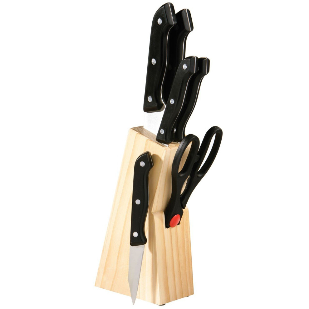 6Pc Knife And Scissor Set With Storage Block