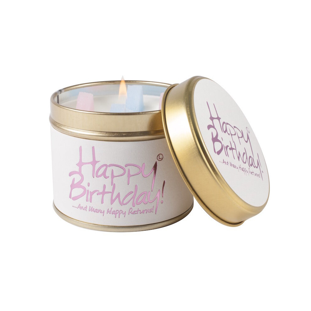 Lily Flame candle in a Tin - Happy Birthday