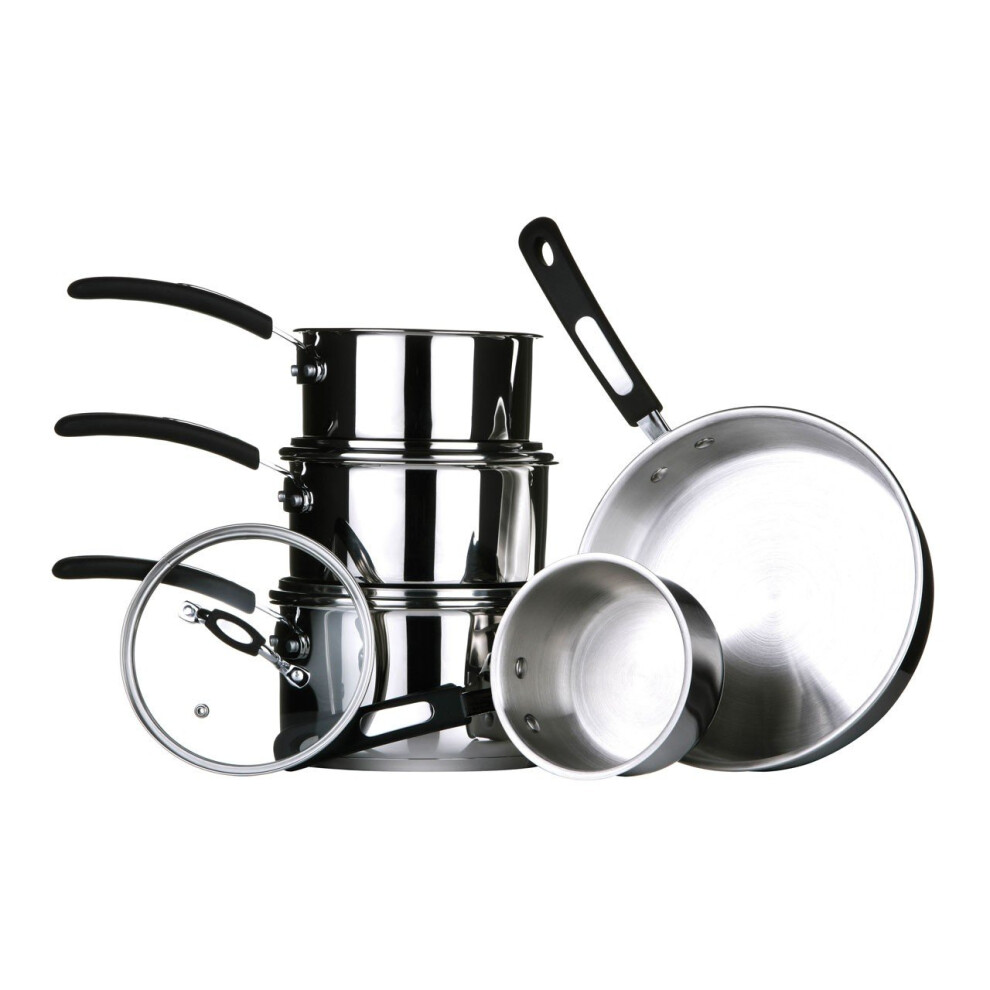 5 Pc Stainless Steel Cookware Set, Kitchen Pots and Pans Set With Bakelite Handles, Best Cookware Set