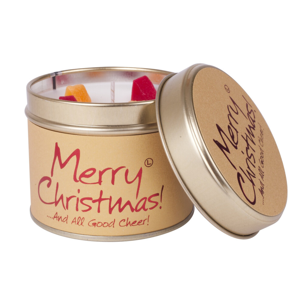 Lily Flame Candle in a Tin - Merry Christmas