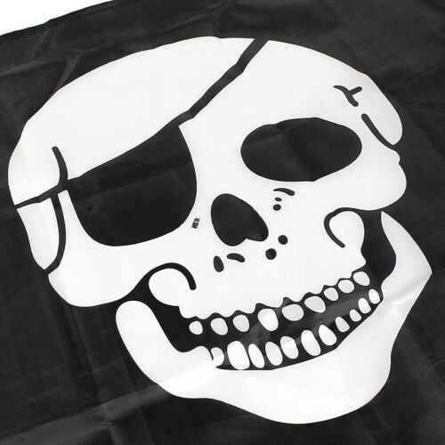 Large Black Pirate Flag Jolly Roger Skull and Bones 90x150cm with Rings Hanging Banner 2