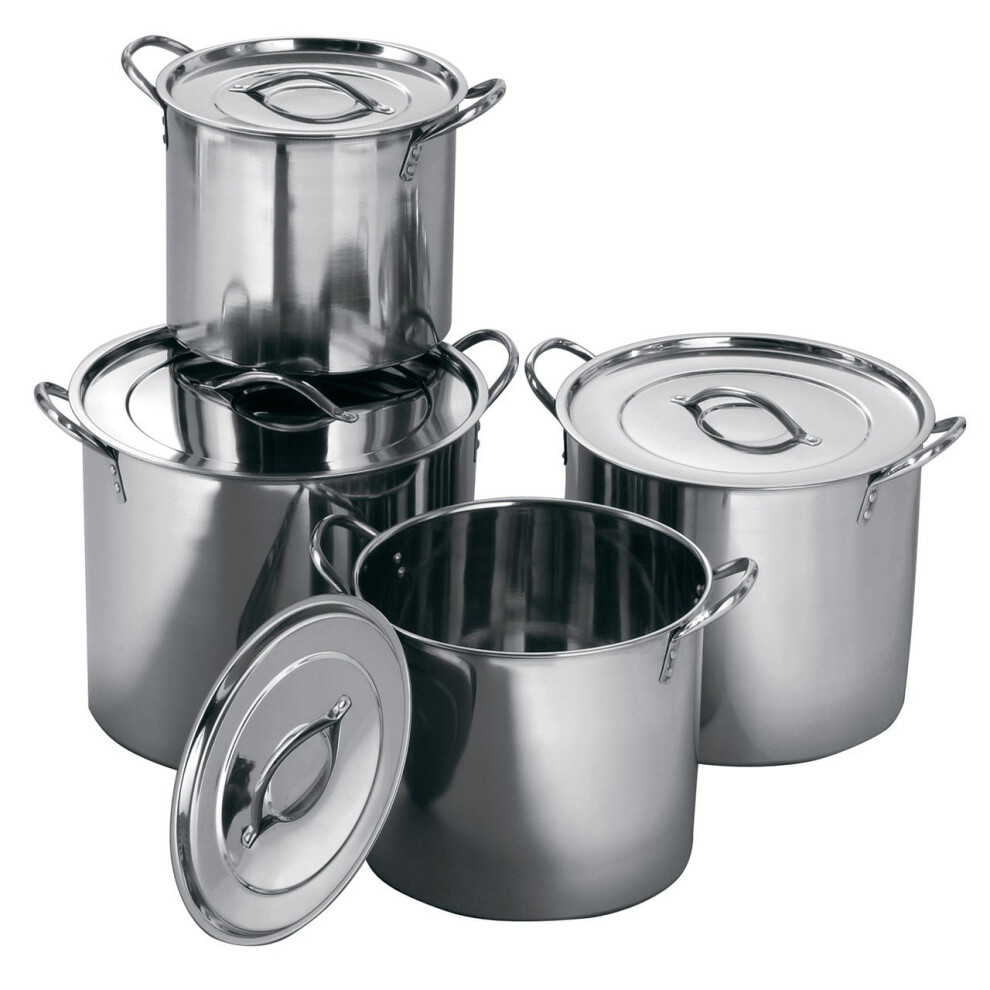 4 Pc Stainless Steel Stockpot Set, Stainless Steel Stock Pot With Twin Handles, Pots with Lid for Cooking