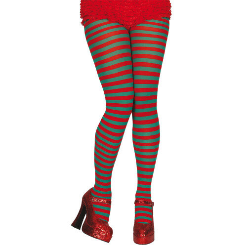 Red & Green Striped Elf Tights