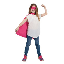 (Pink) Kids Superhero Cape & Eye Mask