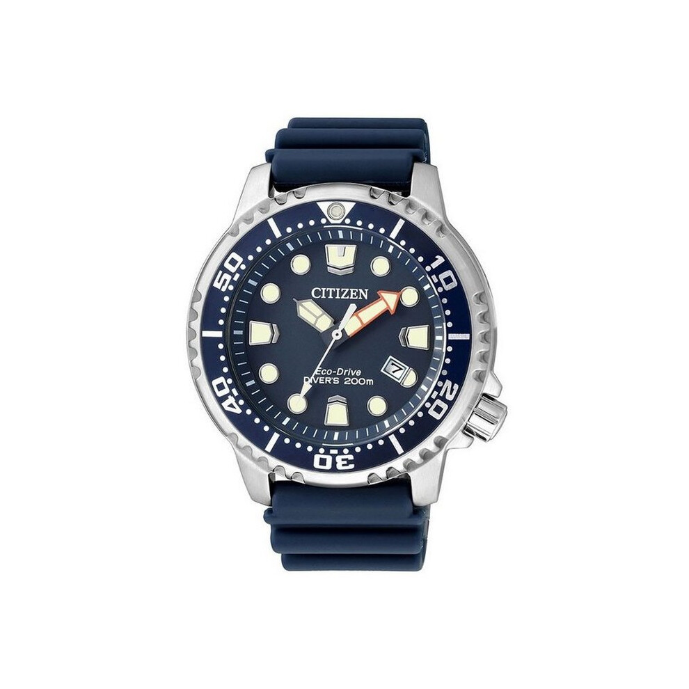 Citizen BN0151-17L Eco-Drive Men's Diver Watch, Blue Dial, 20 ATM, Stainless Steel Case, Blue Rubber Strap