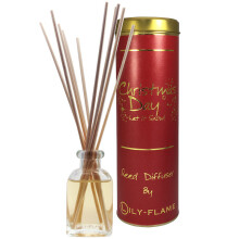 Lily Flame Reed Diffuser - Christmas Day: White Cedar & Nutmeg, 8-12 Weeks, Made in the UK, Gift Tin with Reeds
