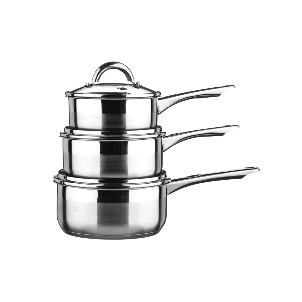 Two Tone Stainless Steel Saucepan Set, 3 Piece