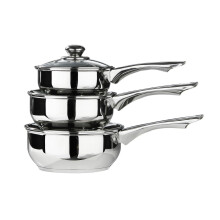 3-Piece Pan Set with Glass Lids - Stainless Steel