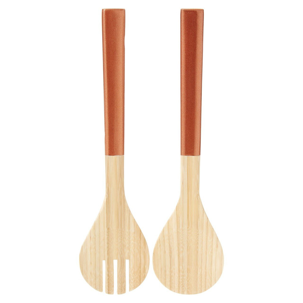 Kyoto Spun Bamboo Salad Servers, Rose Gold