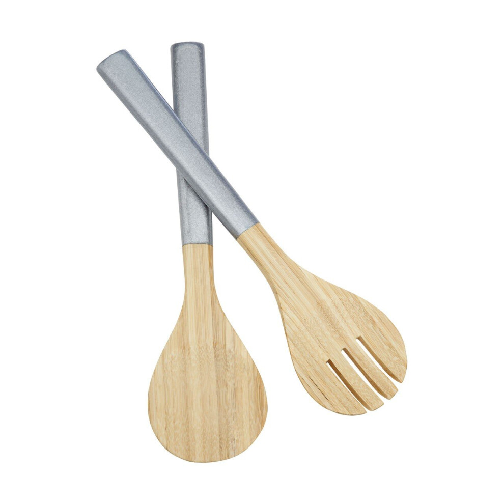 Kyoto Spun Bamboo Salad Servers - Silver