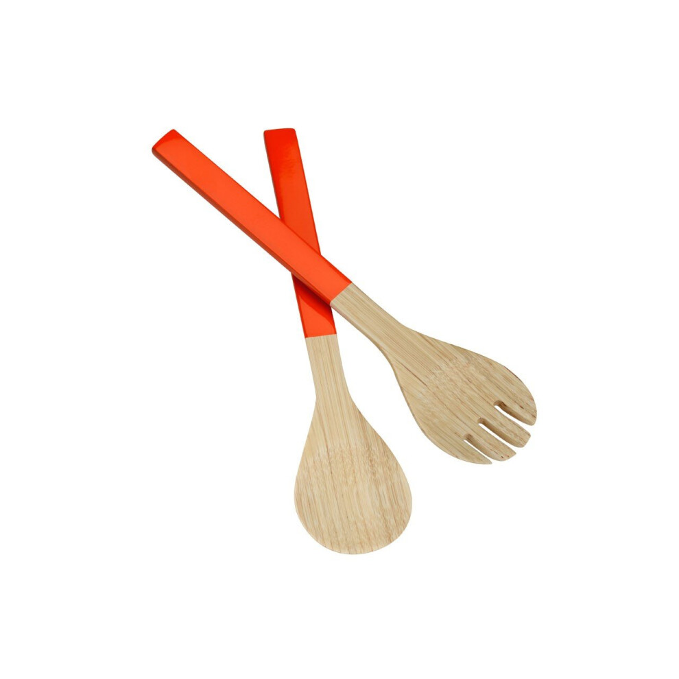 Kyoto Spun Bamboo Salad Servers - Orange