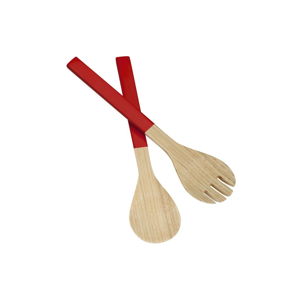 Housewares Kyoto Spun Bamboo Salad Servers - Red