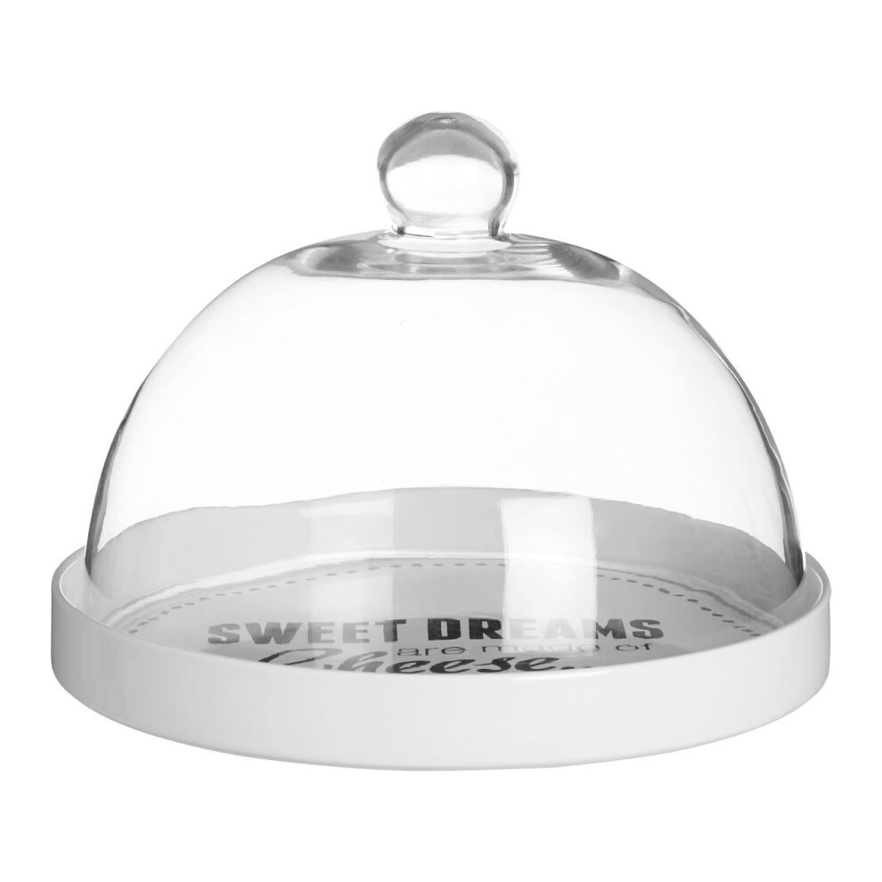 Premier Housewares Stylish Cheese Board With Glass Dome, Durable Cheese Board For Efiicient Cooking, Convenient Stoneware Board