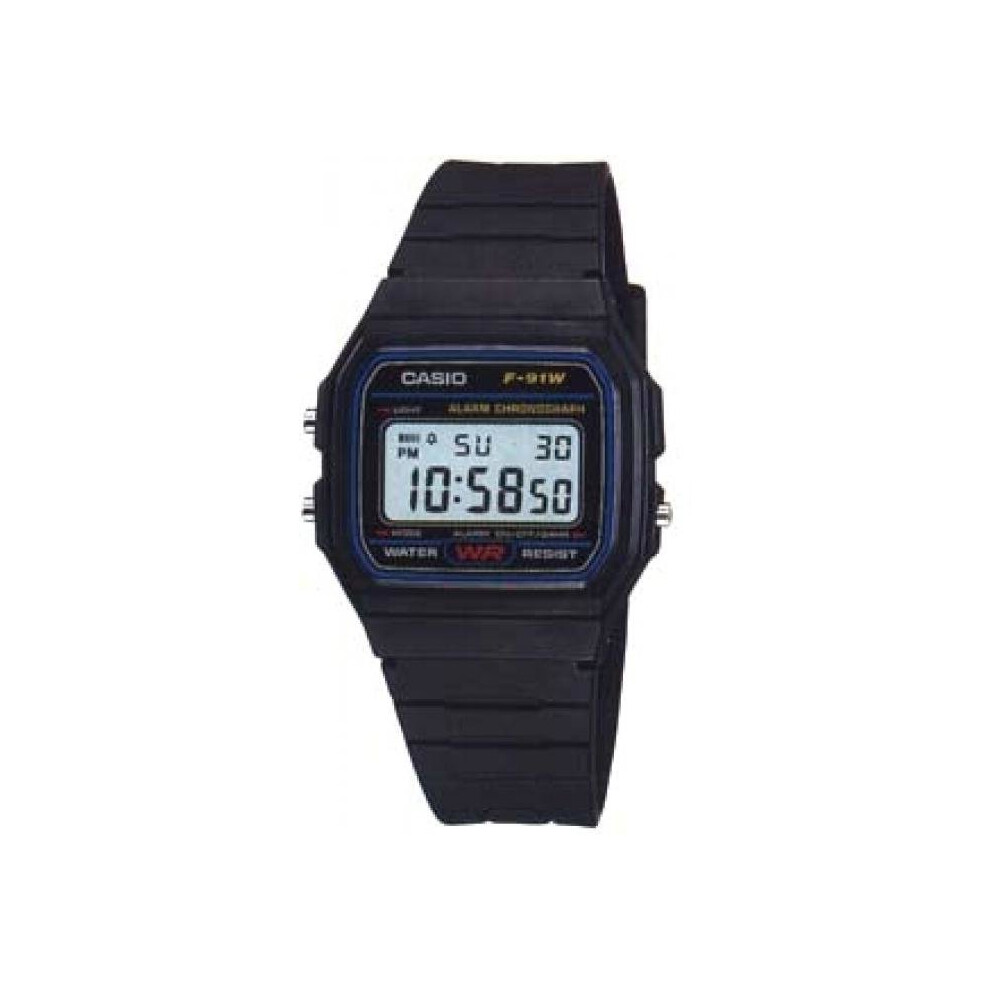 Casio F-91W-1YER Unisex Casual Digital Watch with Resin Strap - Black