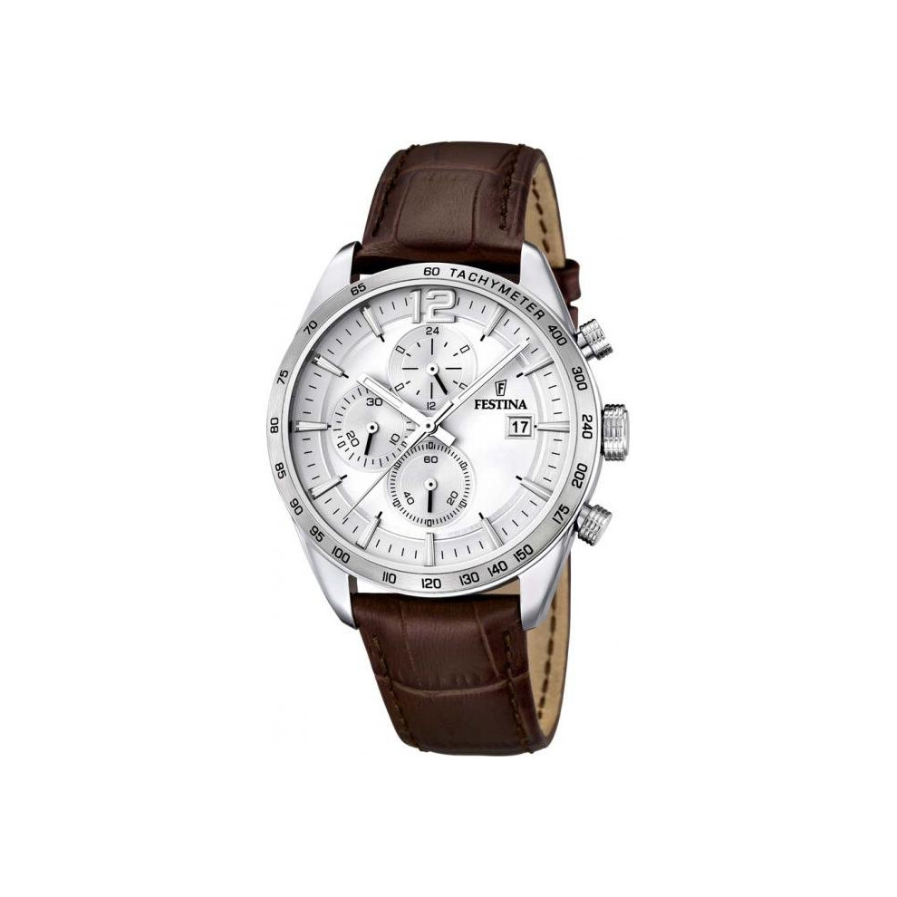 Festina F16760-1 Watch Silver Brown Leather Man