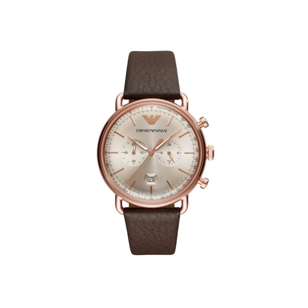 Emporio Armani AR11106 Chronograph Brown Leather BoÃtier Steel Gilded RoseMan