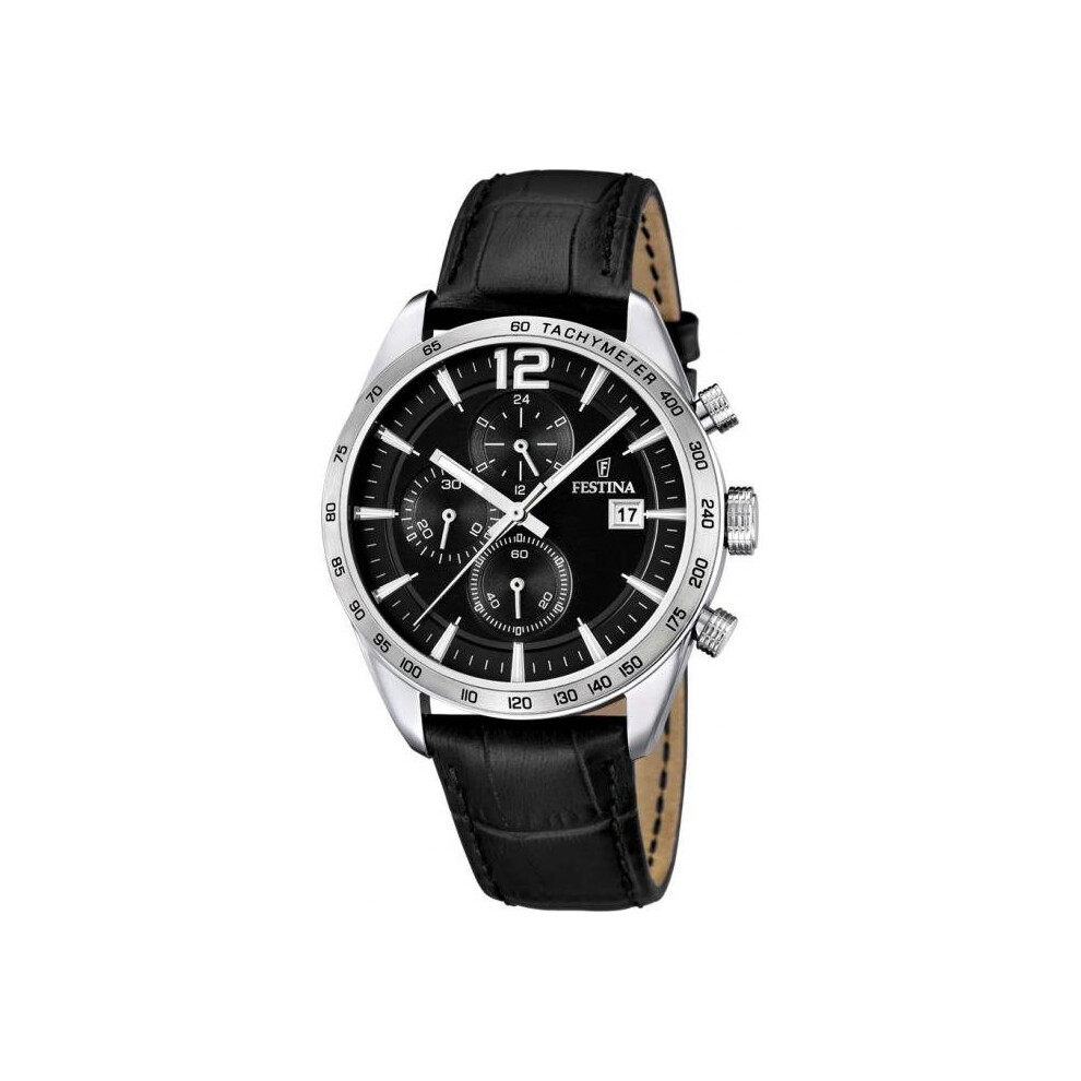 Festina F16760-4 Watch Black Leather Man Silver