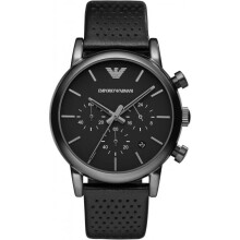 Emporio Armani AR1737 Montre Homme Ronde Noire, Chronographe, Étanche 50 m, Cadran 41 mm
