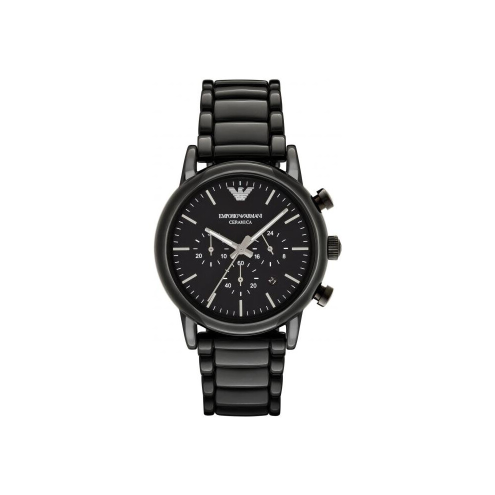 Emporio Armani AR1507 Men's Black Ceramic Quartz Chronograph Watch, 43mm, 50m Water Resistant