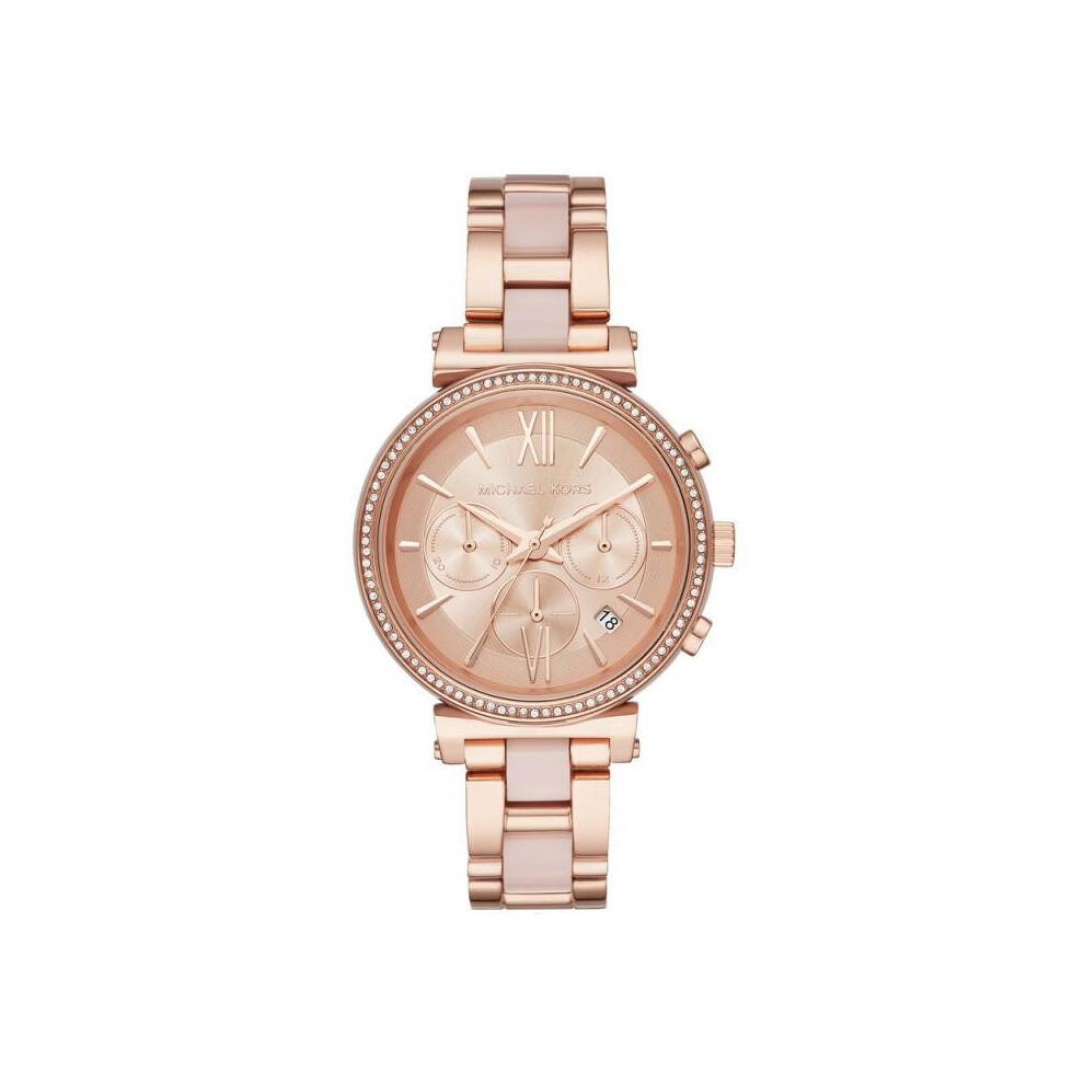 MK6560 Michael Kors Steel ChronographGilded Rose Bezel Woman