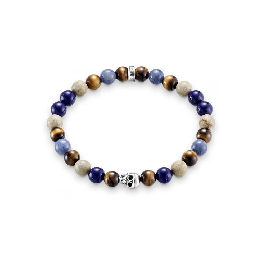 Thomas Sabo bracelet A1532-926-7 Skull Bracelet Silver Blue Man Brown