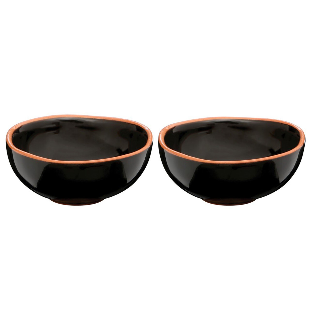 Premier Housewares Calisto Glazed Terracotta Mini Bowls, Set Of 2 Black